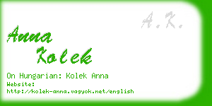 anna kolek business card